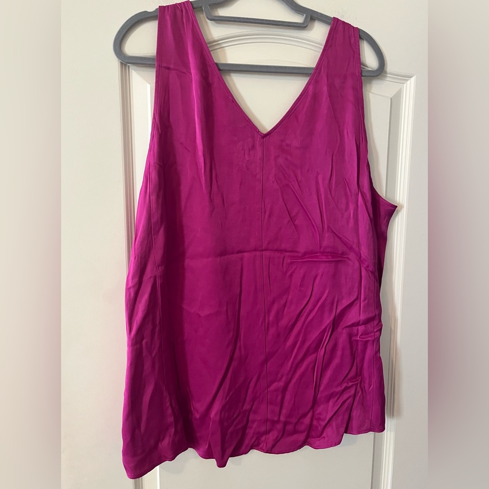 Nordstrom Fuchsia V-Neck Satin Viscose Blouse Women’s Size 1X